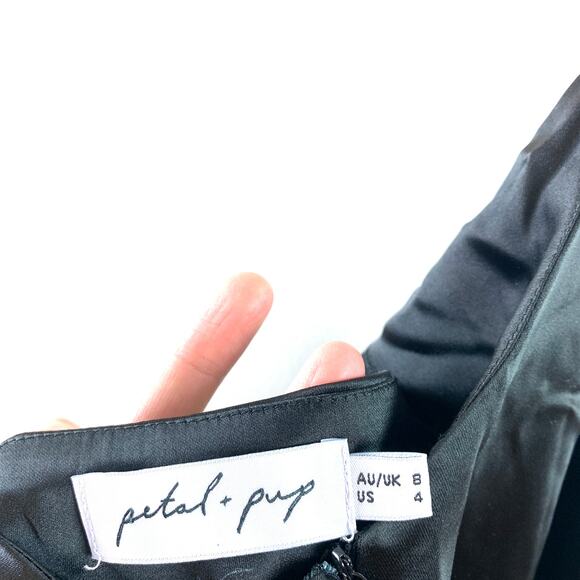 Petal & Pup Moklim Keyhole Cutout Satin Midi Slip Dress Black Size 4 - Picture 4 of 6